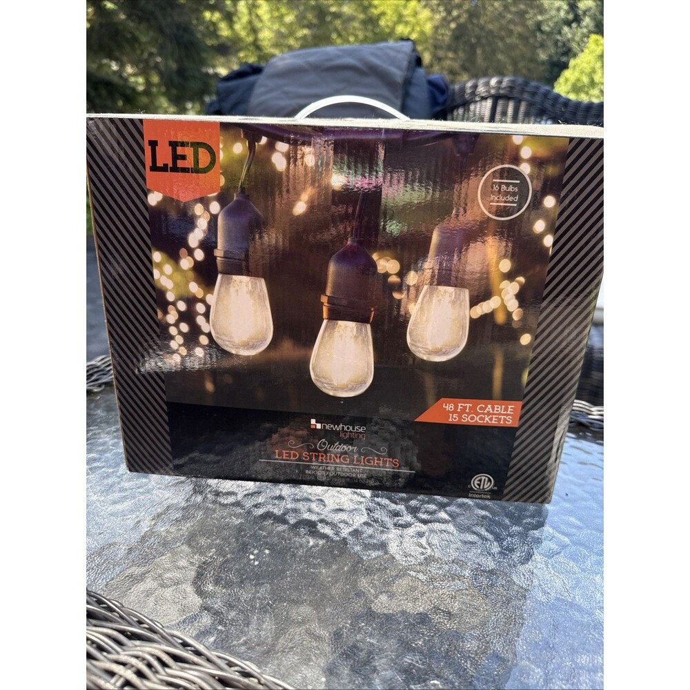 Newhouse Lighting LED String Outdoor 48' Edison Bulb 15 Sockets New In Box